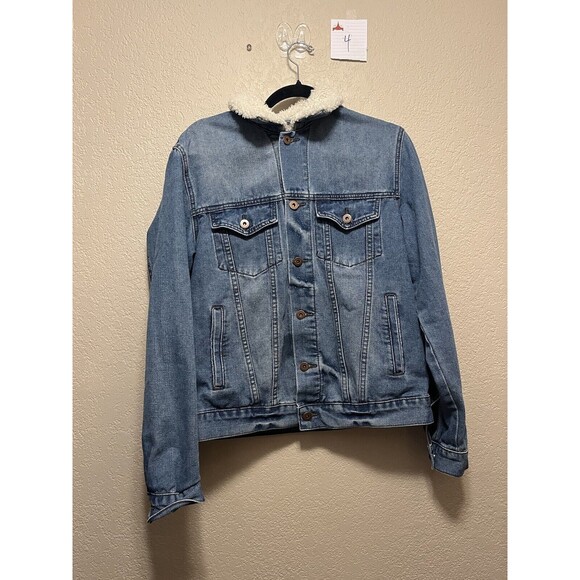 Triot Los Angeles Sherpa Collar Lined Denim Jacket. Men medium - Picture 1 of 6